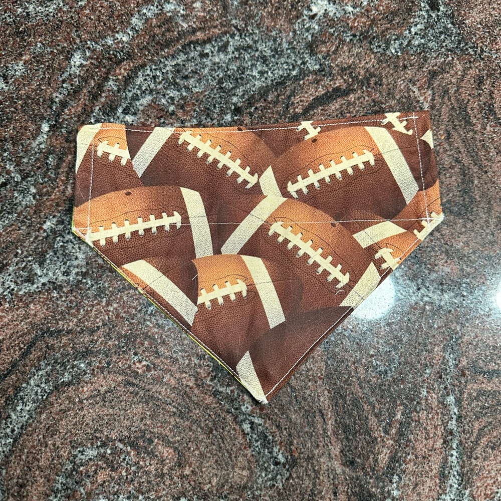 Handmade Reversible pet bandana in football print